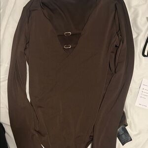 Guess Chocolate Brown Long Sleeve Bodysuit